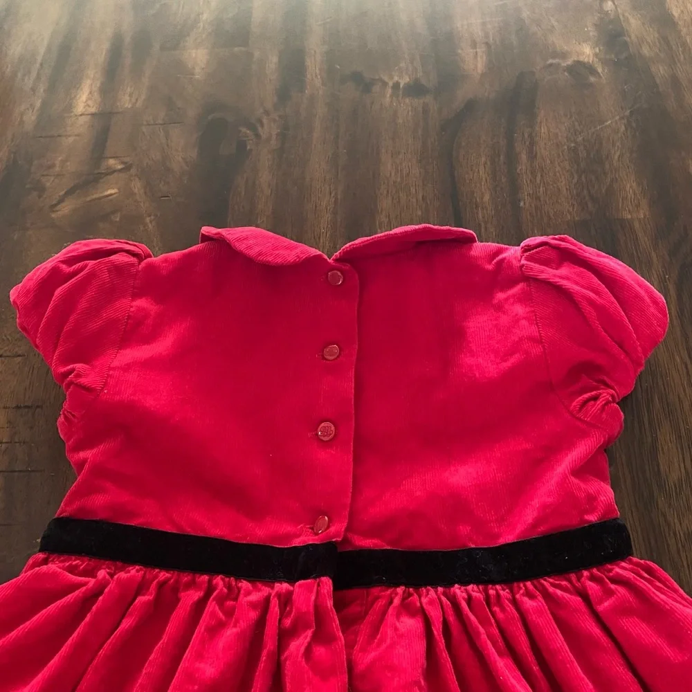 Ralph Lauren Red A-Line Corduroy Dress with Flutter Cap Sleeves
